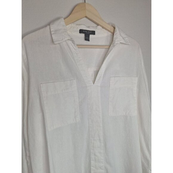 💙 Nine West Blouse - Linen Blend - Picture 3 of 8